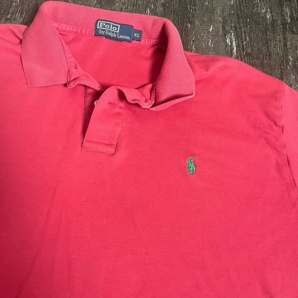 Polo‎ Ralph Lauren Polo Shirt Mens XL Pink Short Sleeve Green Pony Soft Cotton